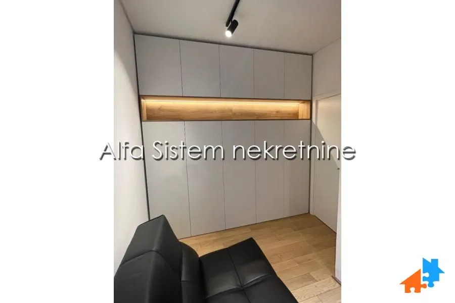 Living room with a built-in wardrobe and a couch.