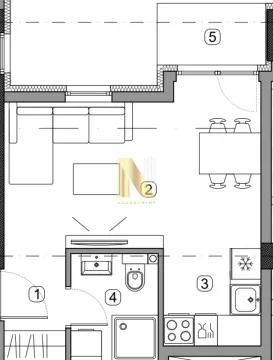 Arhitektonski plan stana sa rasporedom prostorija. - image 2