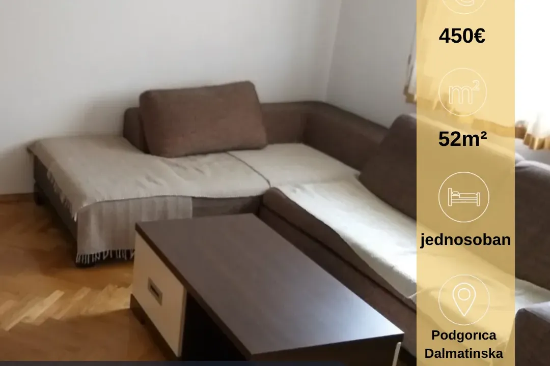 Rent, one bedroom apartment, 52m², Nova Dalmatinska, Podgorica