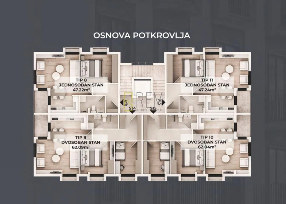Prodaja, dvosoban stan, 61m², Stari Aerodrom, Podgorica
