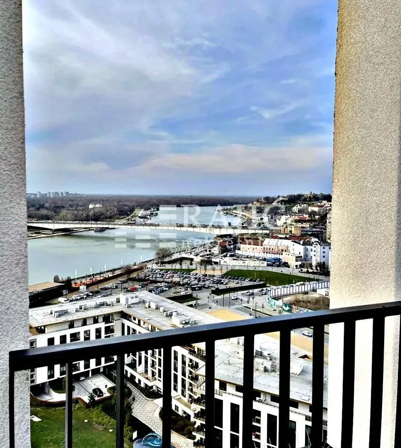 View of the city and river from the balcony.