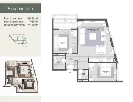 Prodaja, dvosoban stan, 66m², Bar, Crna Gora - image 5