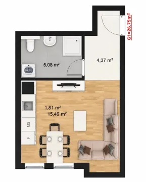 Prodaja, garsonjera, 27m², Stari Aerodrom, Podgorica - image 4
