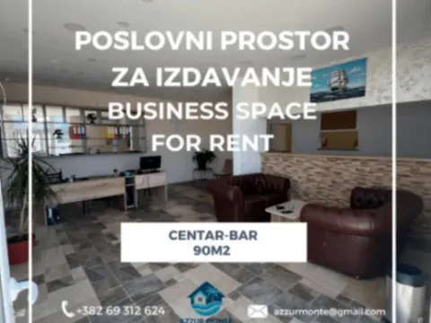 Izdavanje, poslovni prostor, 90m², Centar, Bar - image 1
