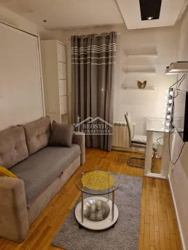 Smaller living room with a pull-out sofa and a desk. - image 11