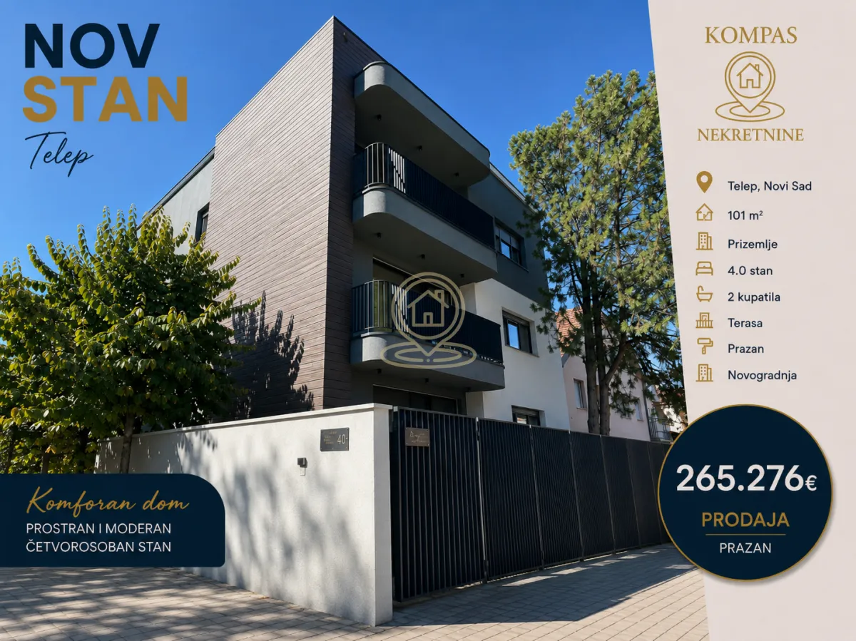 Prodaja, četvorosoban stan, 101m², Telep, Novi Sad Sve Podlokacije