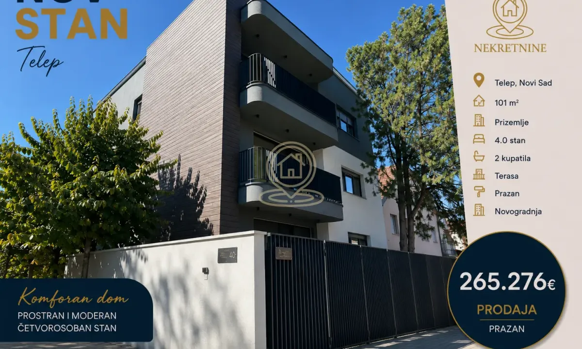 Sale, four bedroom apartment, 101m², Telep, Novi Sad Sve Podlokacije