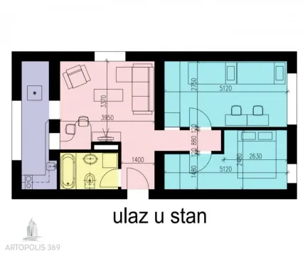 Osnova stana sa rasporedom prostorija i dimenzijama. - image 20