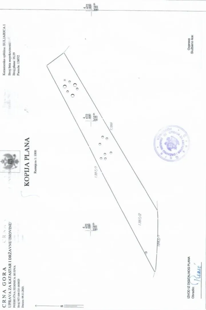 Kopija plana katastarske parcele.