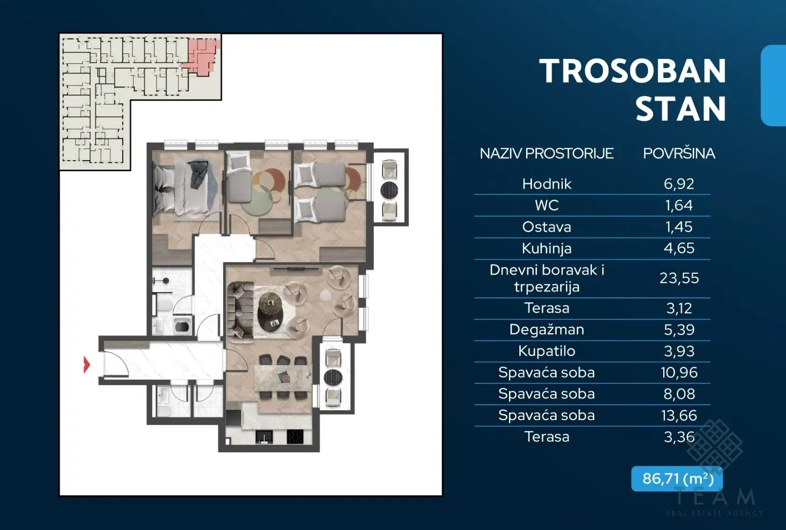 Sale, three bedroom apartment, 87m², Čeluga, Bar
