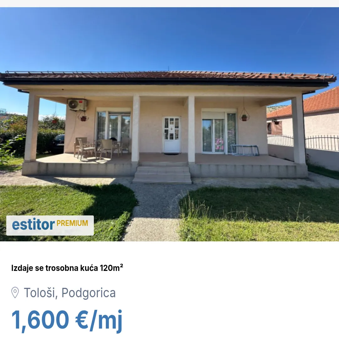 Izdavanje, kuća, 120m², Tološi, Podgorica