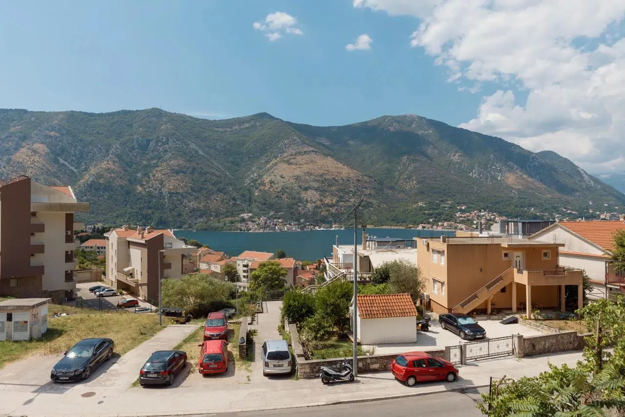 View of the sea and mountains from the property terrace.