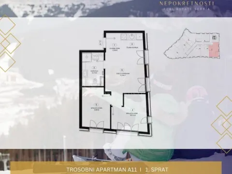 Sale, two bedroom apartment, 48m², Kopaonik, Srbija - image 5