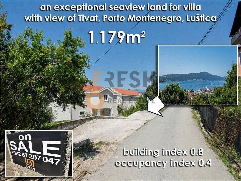 Prodaja, plac, 1179m², Tivat, Crna Gora