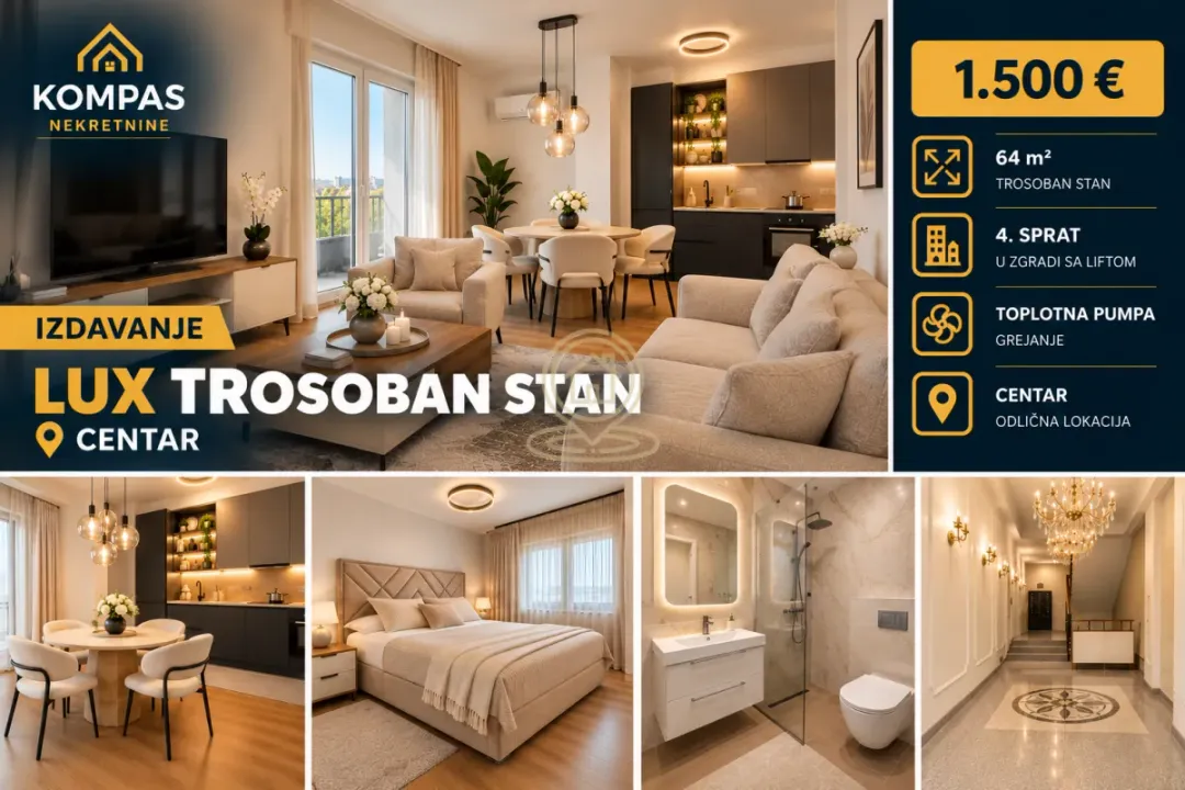 Rent, three bedroom apartment, 64m², Centar, Novi Sad
