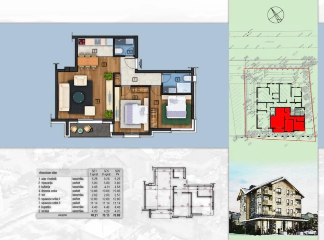 Sale, one bedroom apartment, 44m², Kolašin, Crna Gora