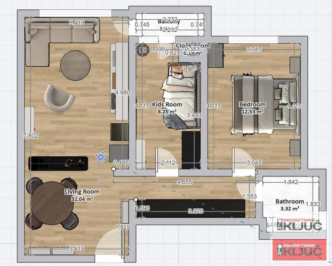 Prodaja, dvosoban stan, 59m², Sajmište, Novi Sad