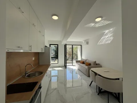 Modern living room with kitchen and dining area. - image 5