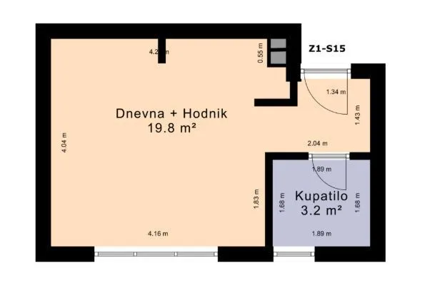 Osnova stana sa rasporedom prostorija i dimenzijama.