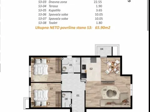 Prodaja, dvosoban stan, 60m², Zabjelo, Podgorica - image 6