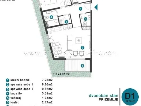 Prodaja, dvosoban stan, 59m², Tivat, Crna Gora - image 4