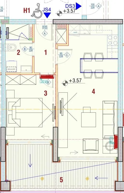 Sale, one bedroom apartment, 52m², Bar, Crna Gora
