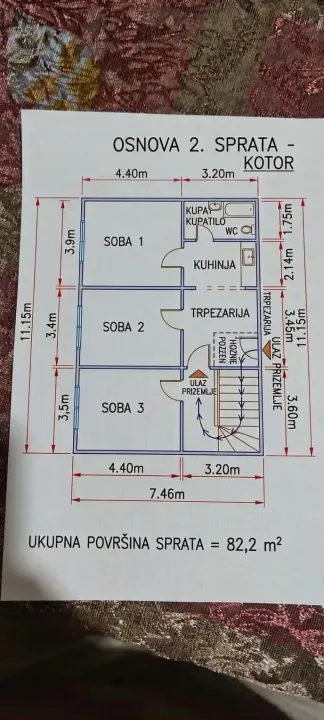 Prodaja, trosoban stan, 82m², Stari Grad Kotor, Kotor