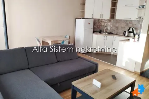 Living room with a sofa and dining area connected to the kitchen. - image 7