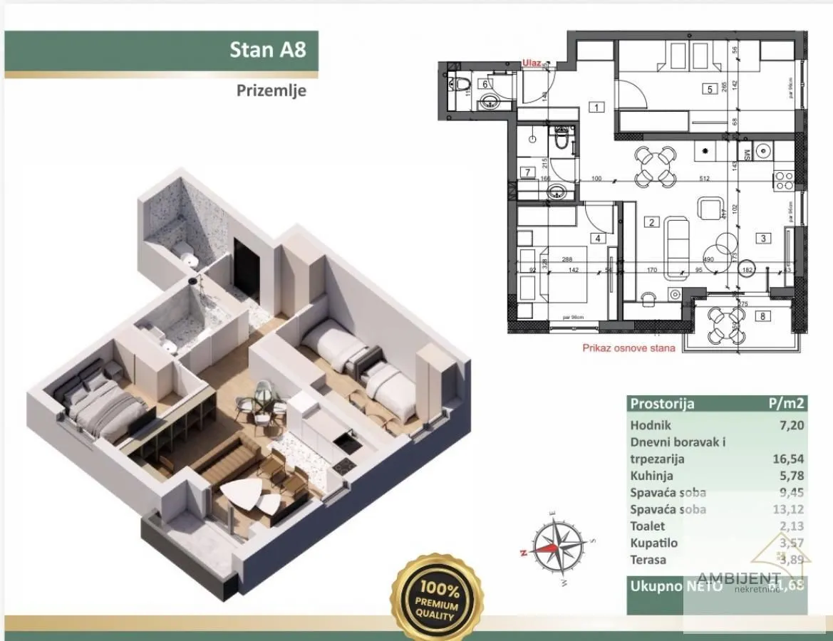 Prodaja, trosoban stan, 61m², Stari Banovci, Stara Pazova