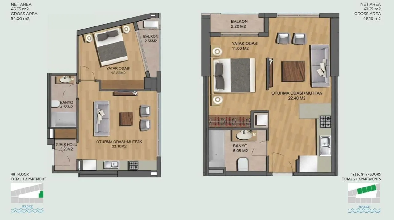 Sale, one bedroom apartment, 41m², Bar, Crna Gora