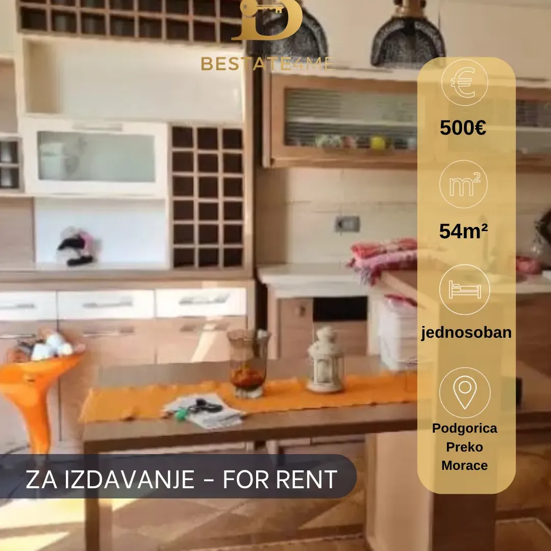 Rent, one bedroom apartment, 54m², Preko Morače, Podgorica