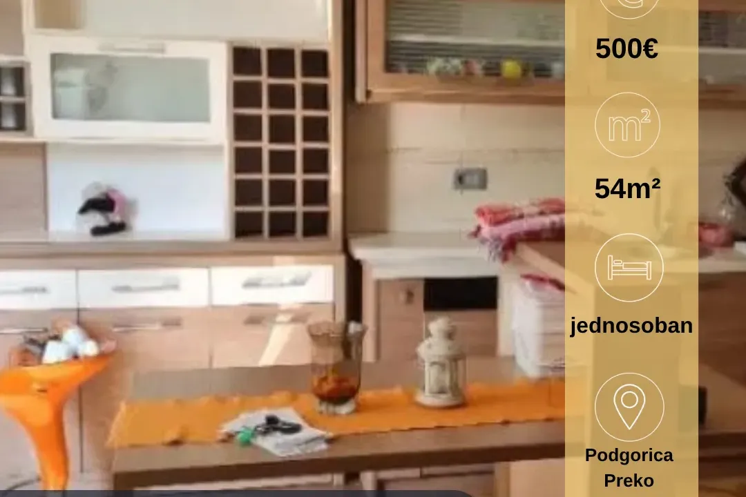 Rent, one bedroom apartment, 54m², Preko Morače, Podgorica