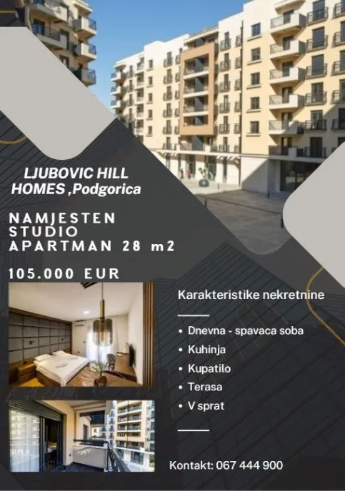 Prodaja, garsonjera, 28m², Ljubović, Podgorica