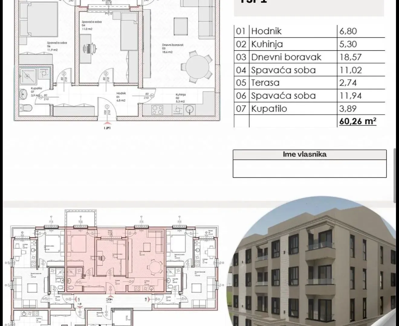 Sale, one bedroom apartment, 41m², Podgorica, Crna Gora
