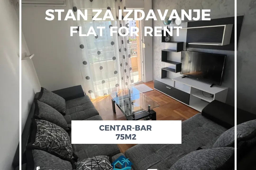 Izdavanje, dvosoban stan, 75m², Centar, Bar