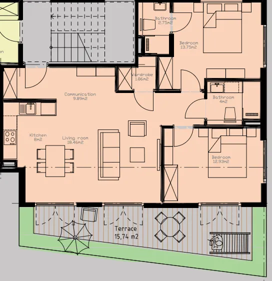 Prodaja, dvosoban stan, 8097m², Tivat, Crna Gora