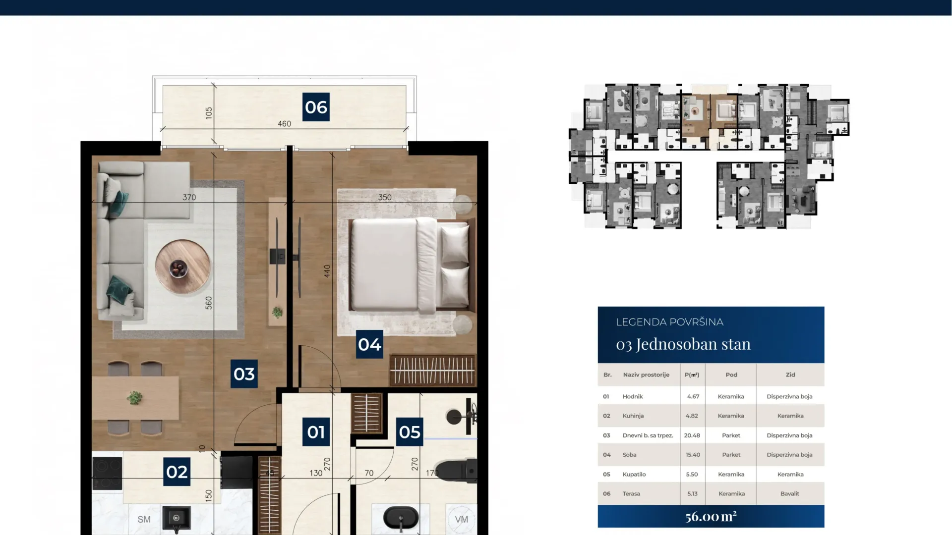 Prodaja, jednosoban stan, 46m², Zabjelo, Podgorica