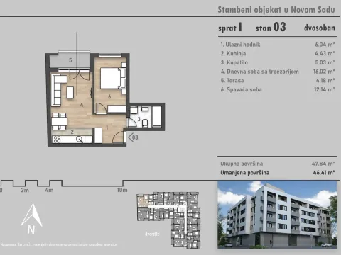 Prodaja, jednosoban stan, 46m², Salajka, Novi Sad Sve Podlokacije - image 3