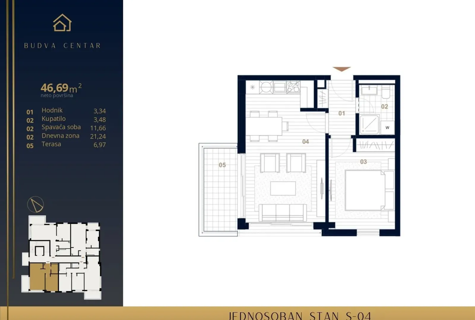 Sale, two bedroom apartment, 70m², Budva, Crna Gora
