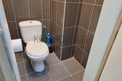 Smaller bathroom tiled with ceramic tiles featuring a toilet. - image 3
