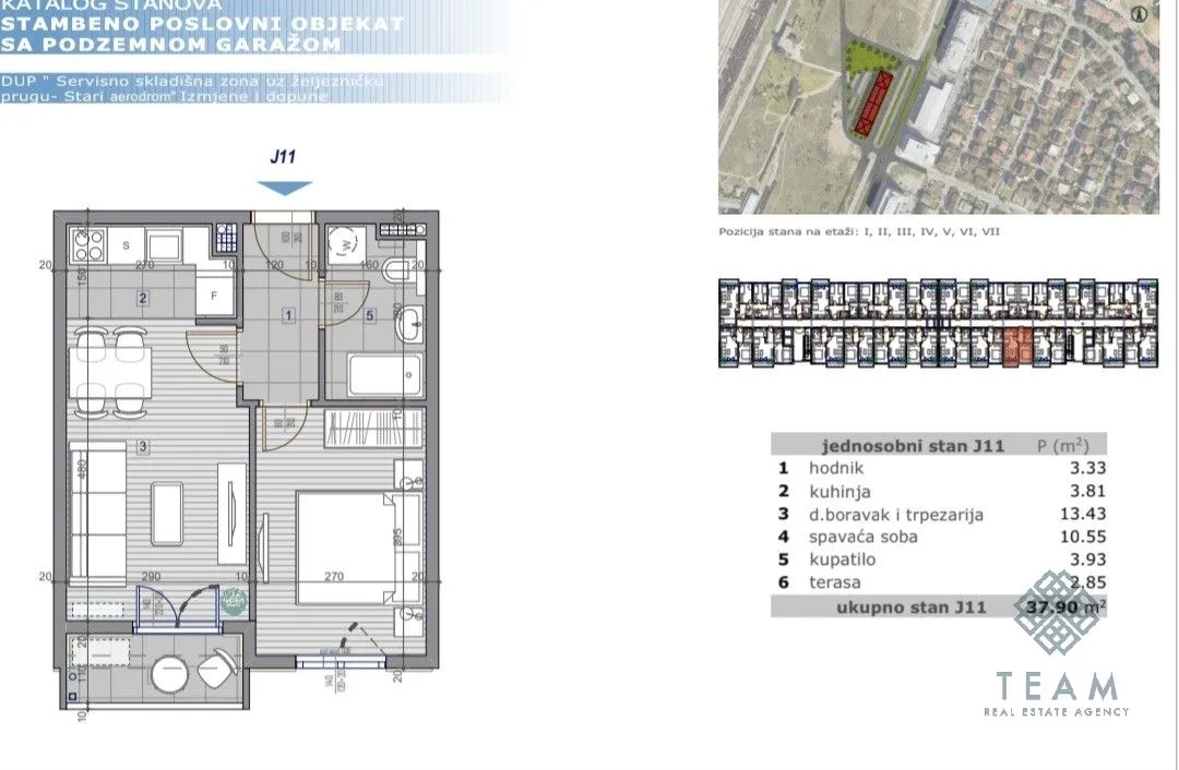 Prodaja, jednosoban stan, 38m², Stari Aerodrom, Podgorica