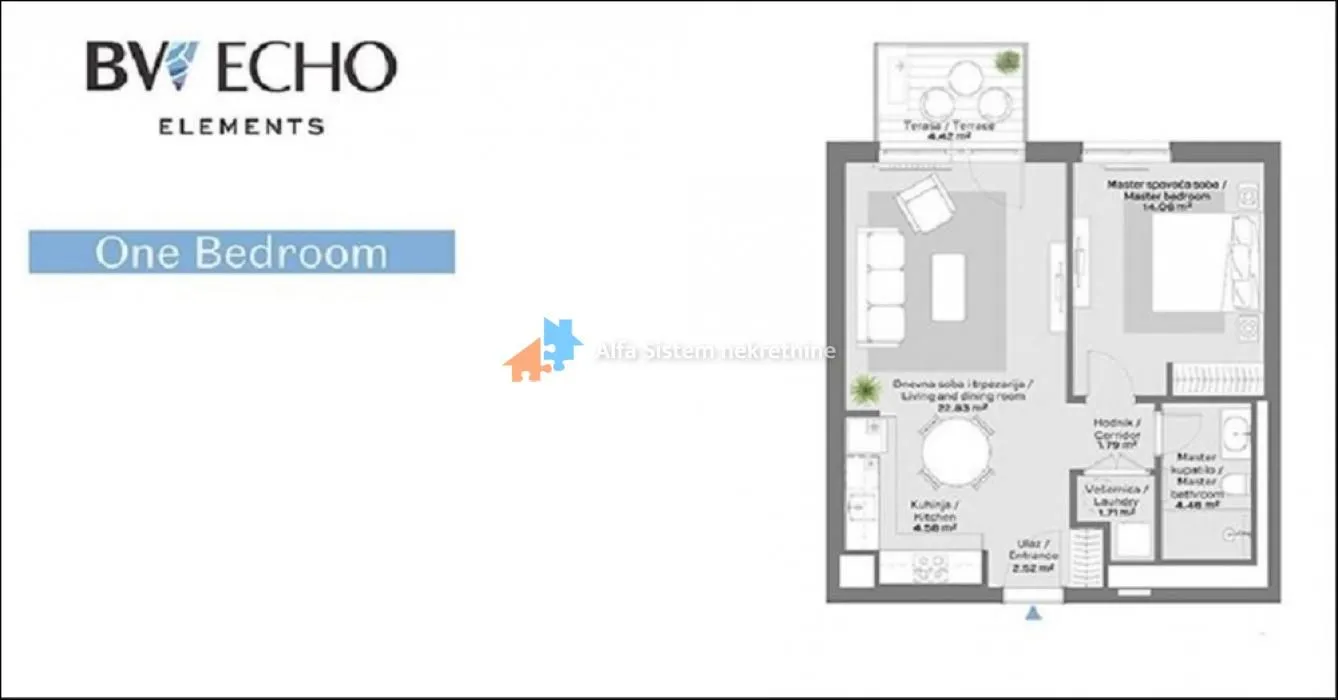 Rent, two bedroom apartment, 56m², Savski Venac, Beograd