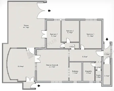 Prodaja, trosoban stan, 85m², Mažina, Tivat - Plan prostora - image 16