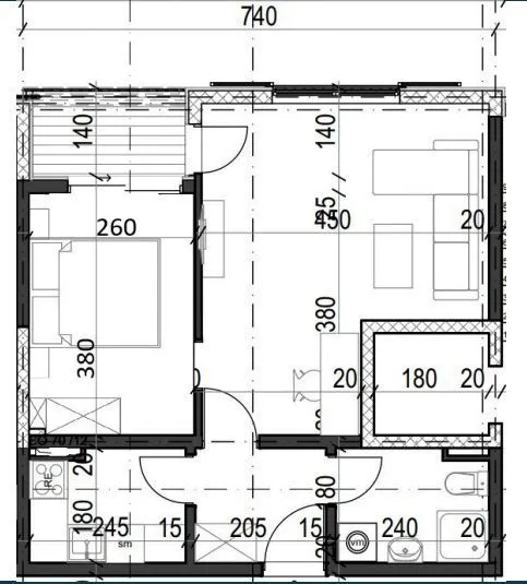 Sale, one bedroom apartment, 45m², Radanovići, Kotor