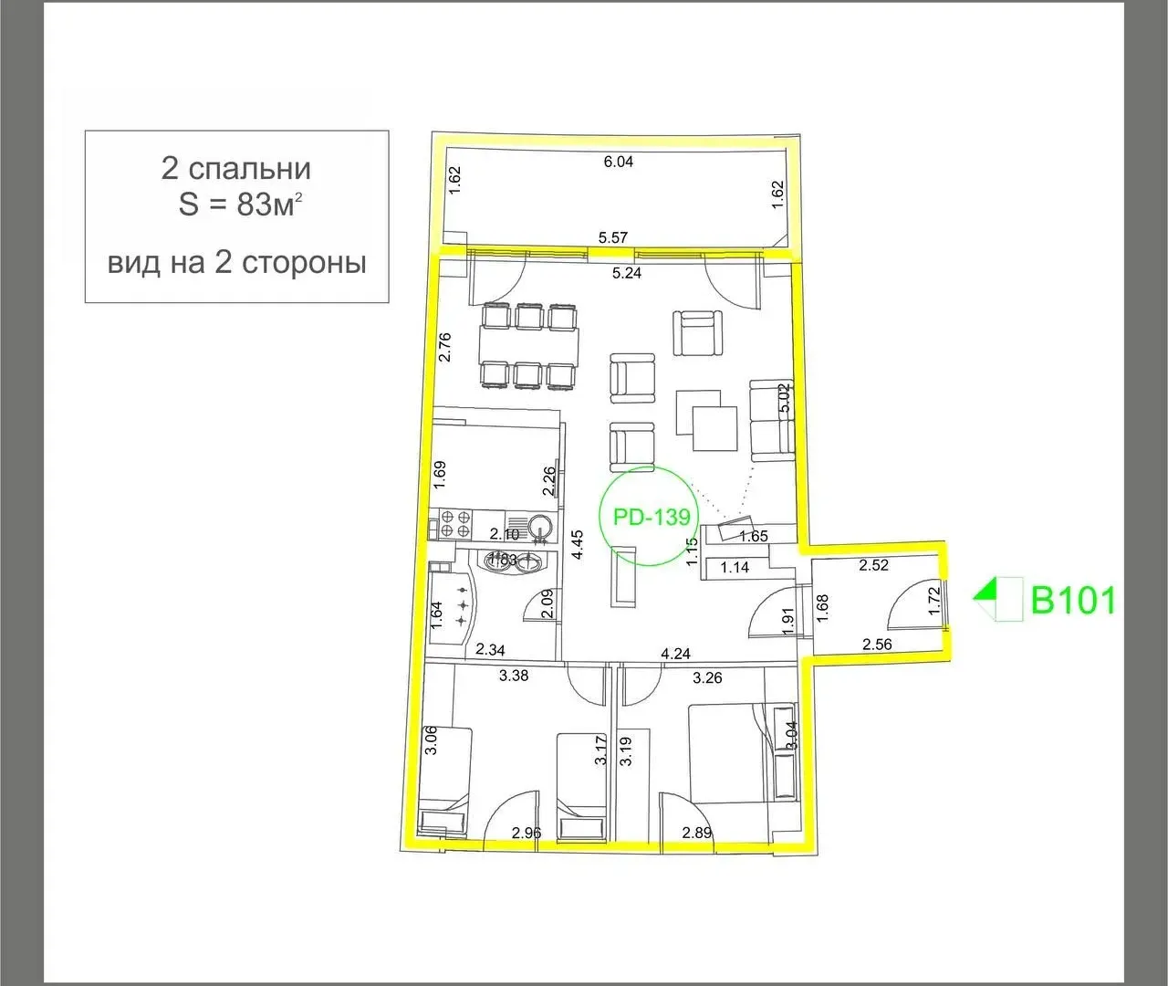 Sale, two bedroom apartment, 83m², Harmonija, Budva