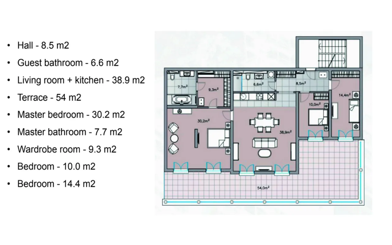Prodaja, trosoban stan, 158m², Đenovići, Herceg Novi