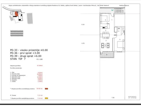 Sale, two bedroom apartment, 67m², Sveti Stefan, Budva - image 14