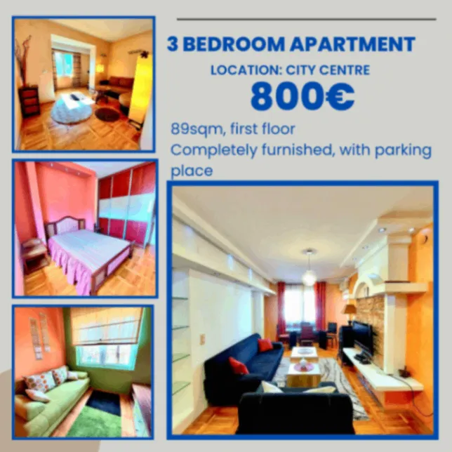 Izdavanje, trosoban stan, 89m², Centar, Podgorica