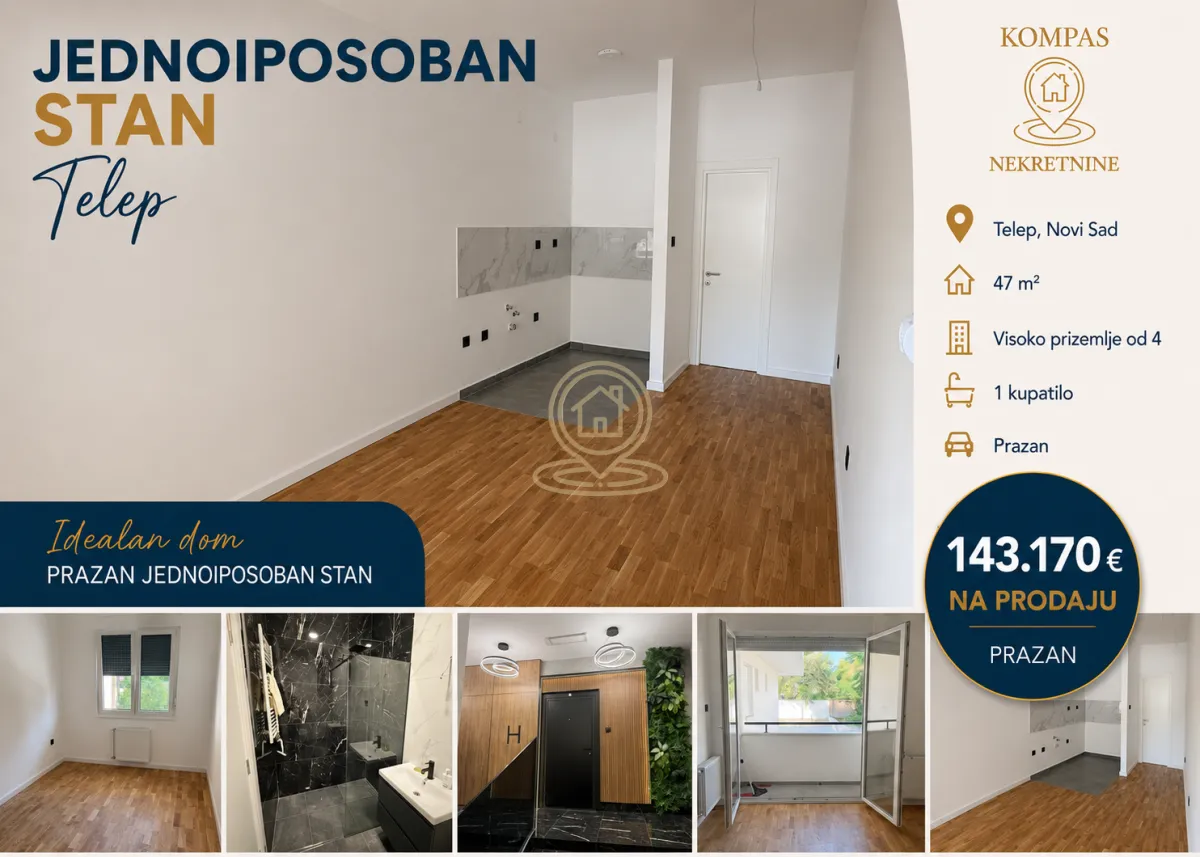 Prodaja, jednosoban stan, 47m², Telep, Novi Sad Sve Podlokacije