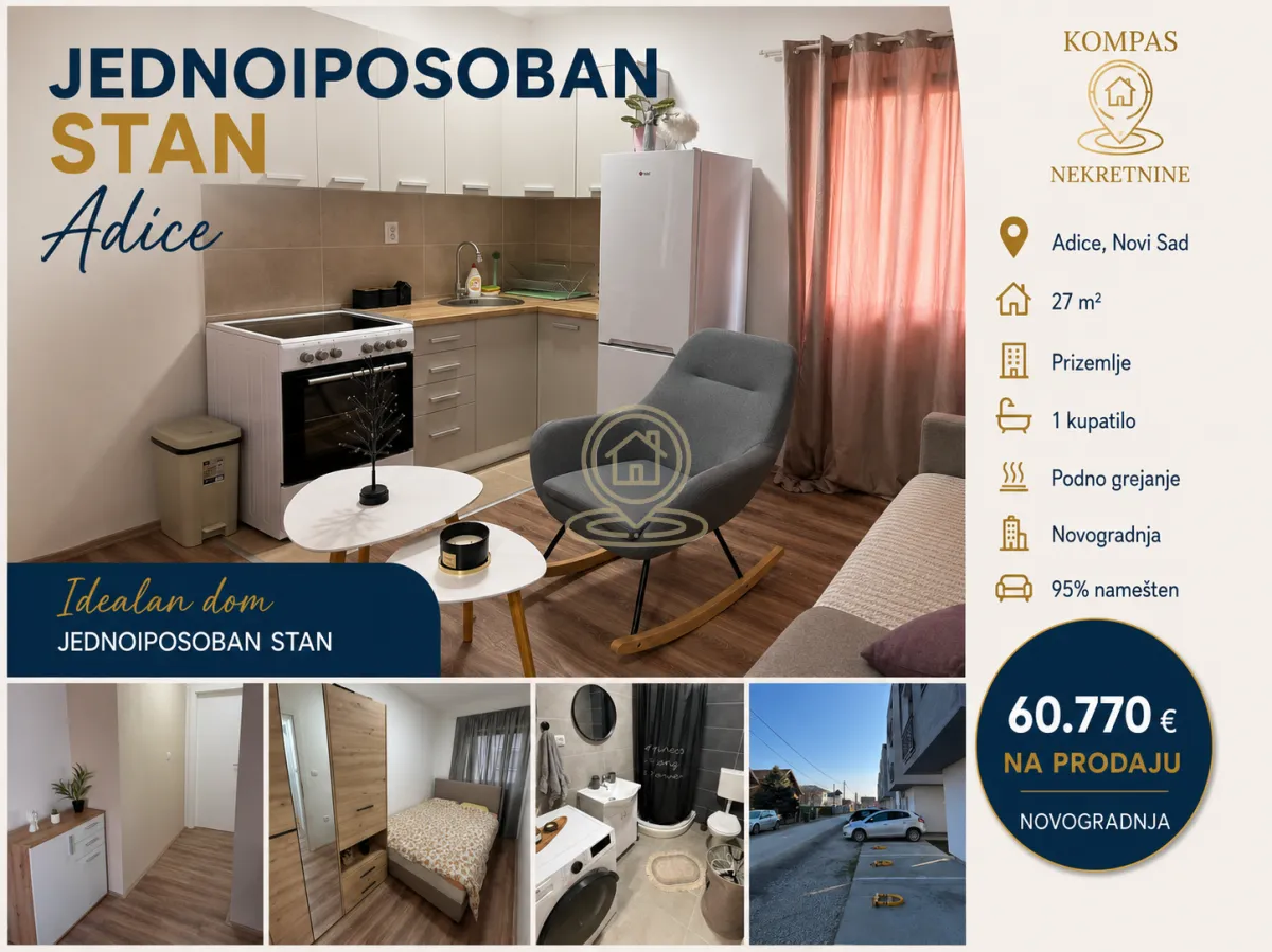 Sale, one bedroom apartment, 27m², Veternik, Novi Sad Sve Podlokacije